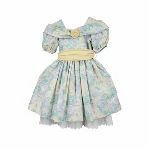 Vintage 80s 90s Floral Pastel Girls School Easter Formal Spring Dress